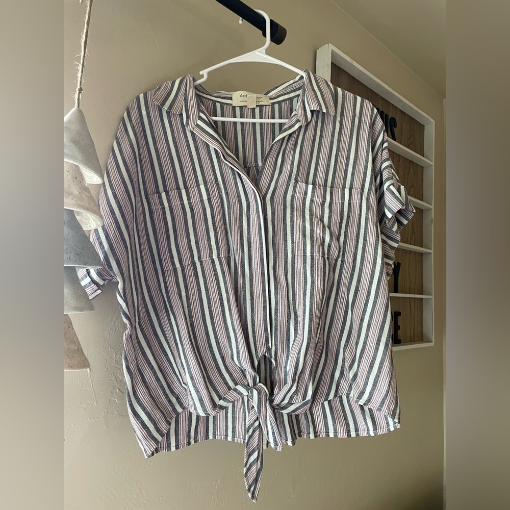 tie up linen type shirt